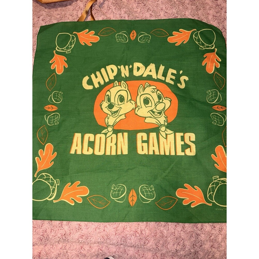 Disney Chip 'N' Dale's Acorn Games 22”X 22" Bandana Green HTF